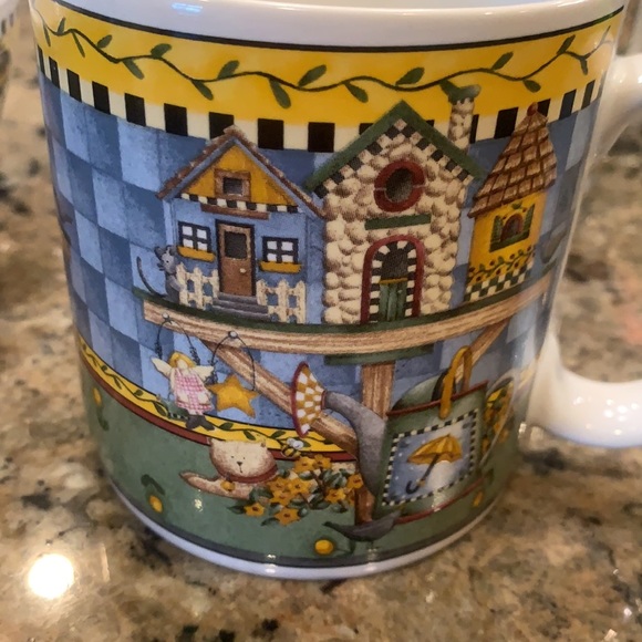Garden Vignette Debbie Mumm Sakura Mugs  🐝 🦋 🌻 - Picture 7 of 8